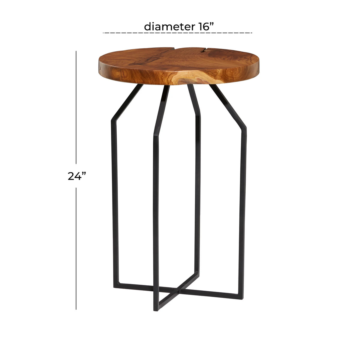 16" x 24" Brown Teak Wood Live Edge Accent Table Z4944