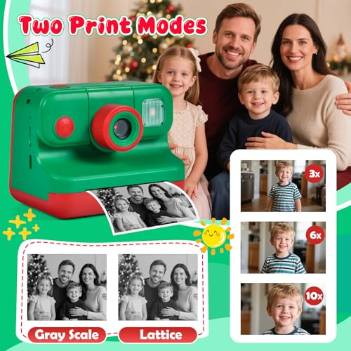 Kids Instant Print Camera with Carrying Bag, 1080P HD, 32GB Card, Pink H30730