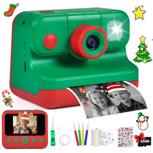 Kids Instant Print Camera with Carrying Bag, 1080P HD, 32GB Card, Pink H30730
