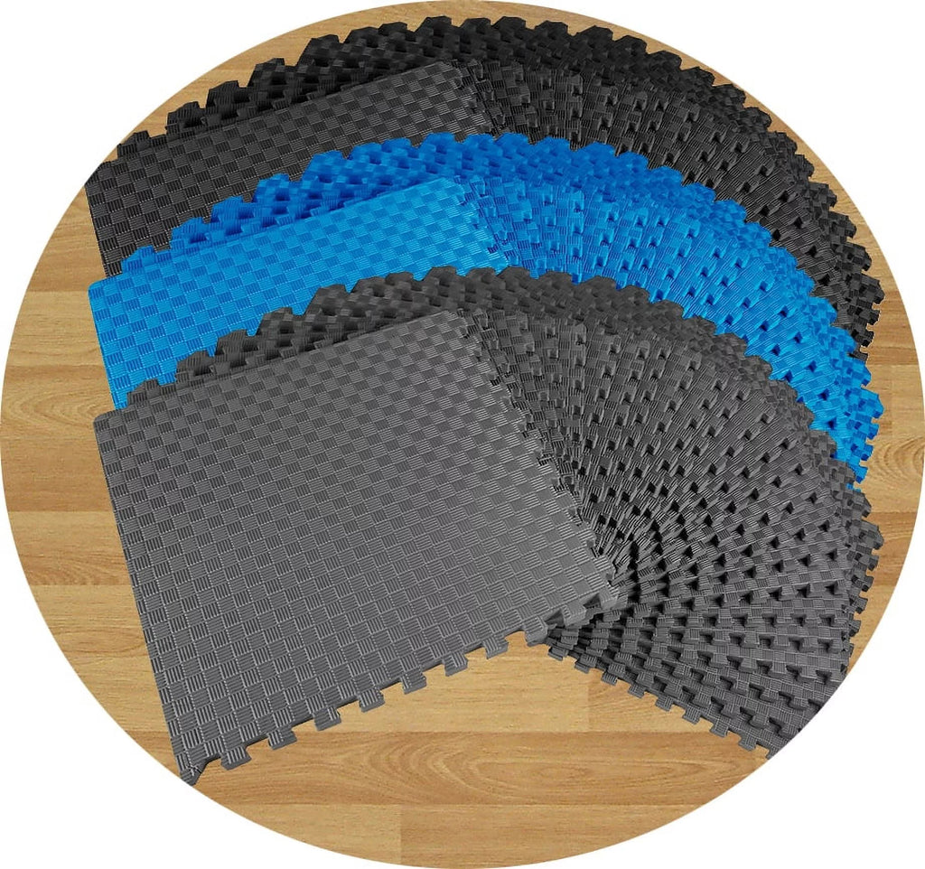 1 In. Thick EVA Foam Interlocking Exercise Mat, 18 Piece, Black E930