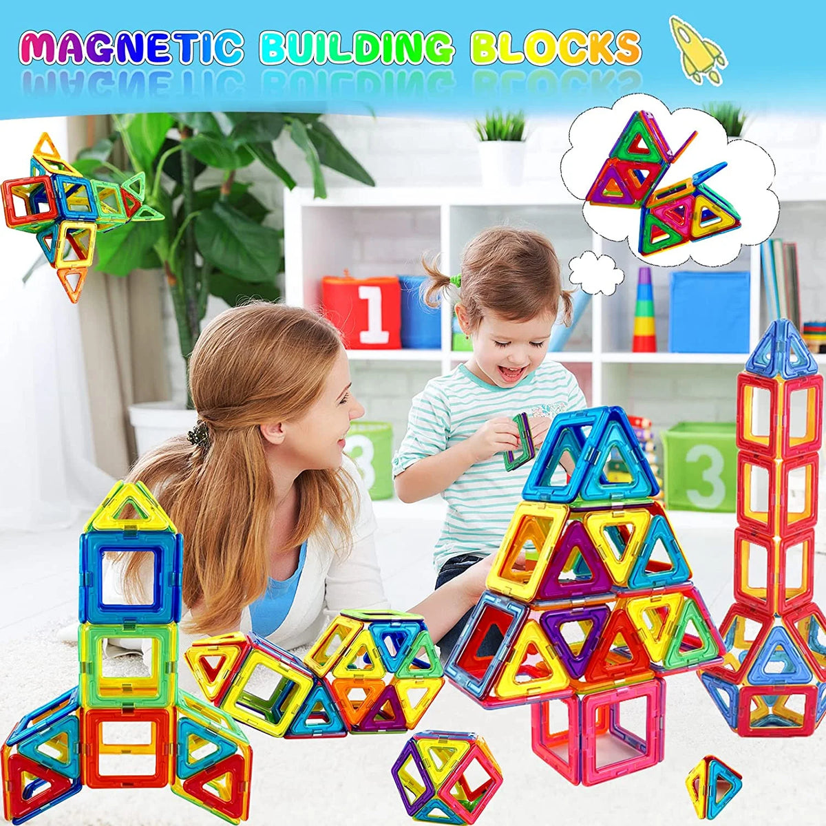 100Pcs Magnetic Building Tiles STEM Toys Starter Set R320201
