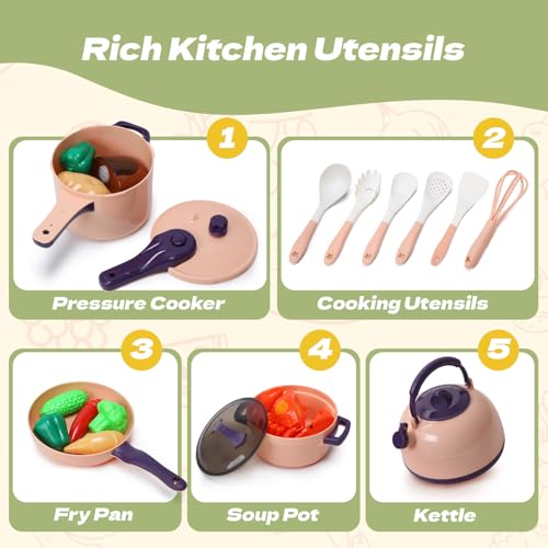 51 Pc Mini Play Kitchen Accessories Playset with Pots Pans Utensils K627