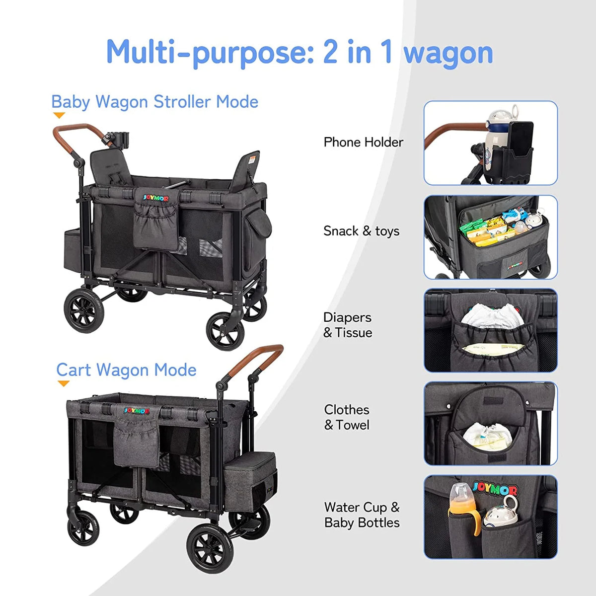 Double Stroller Wagon with 5 Point Harness J22201