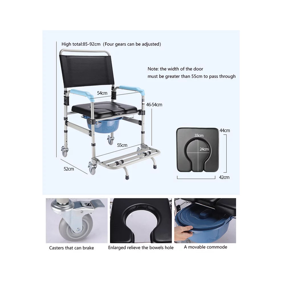 Portable Foldable Padded Aluminium Alloy Toilet Chair D825