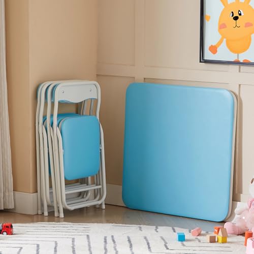 Kids Folding Activity Table and Chairs 5 Piece Set Black Y5819