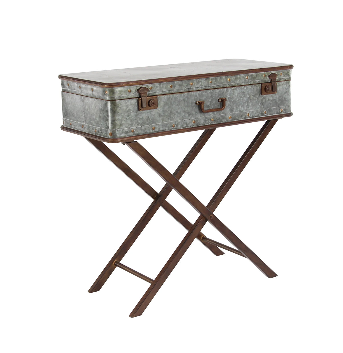 32" x 32" Gray Metal Accent Table V49649