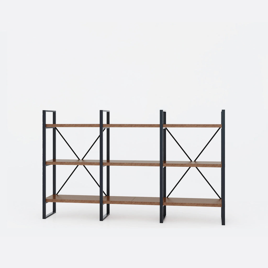 Antique Walnut Wood and Metal Display Etagere Bookcase J848903