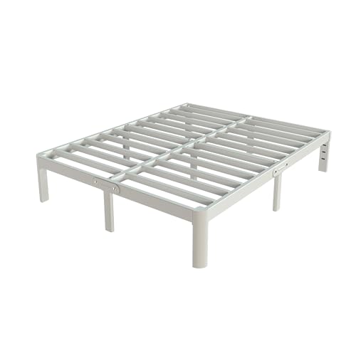 White Queen Size 12 Inch Metal Bed Frame S8157