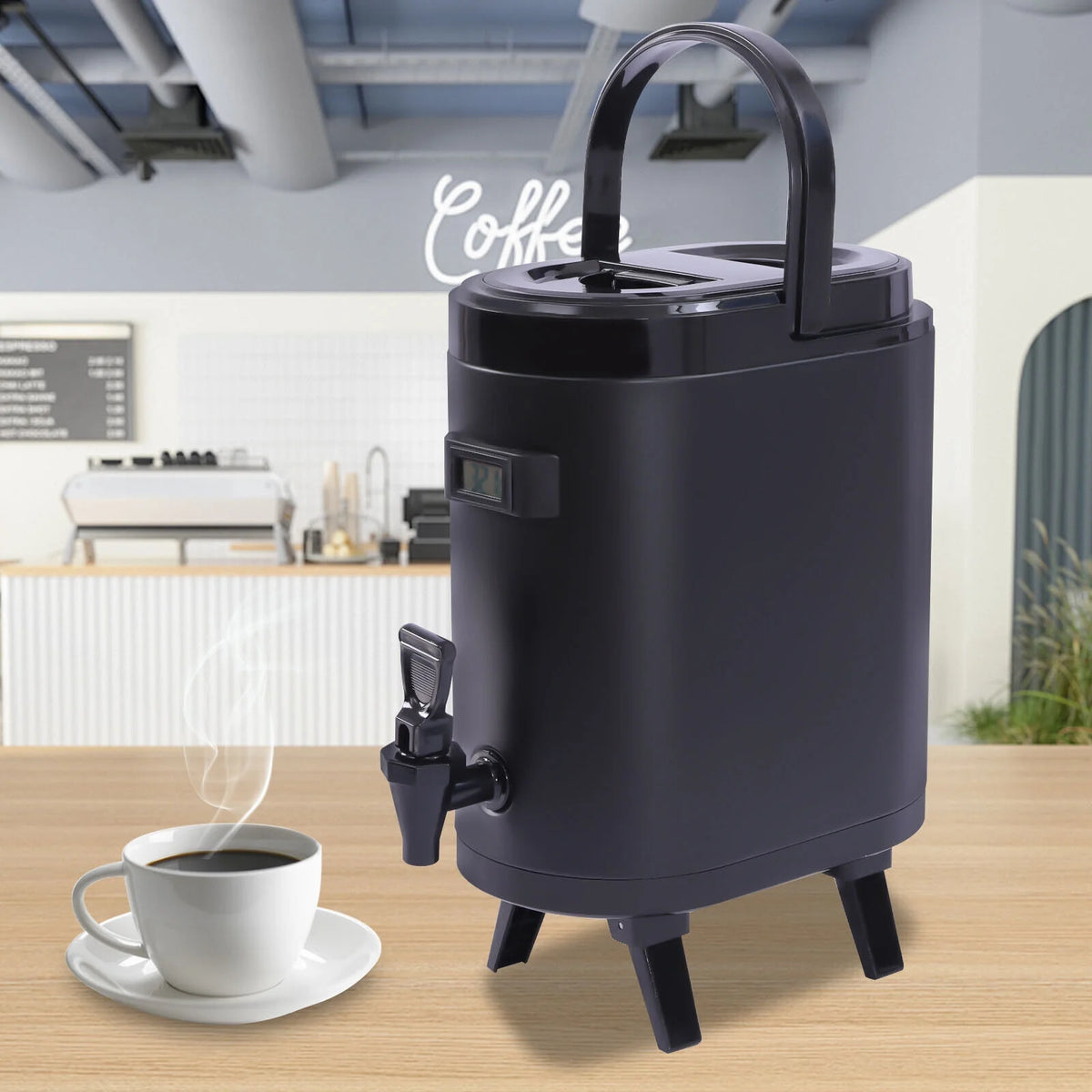 Black Insulated Beverage Dispenser with Handle Y861