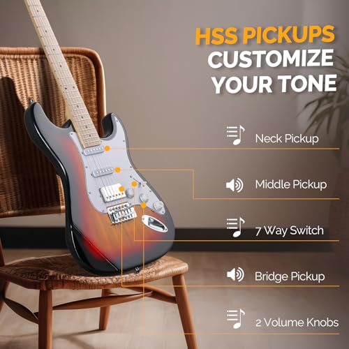 39" Full Size Electric Guitar with HSS Pickup Coil Split U566