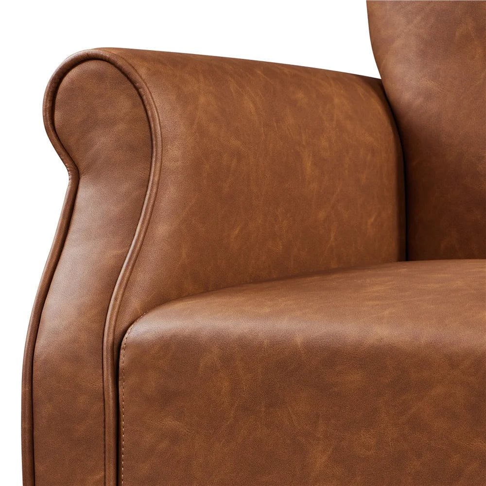 Set of 2 Brown Faux Leather Accent Chair R373