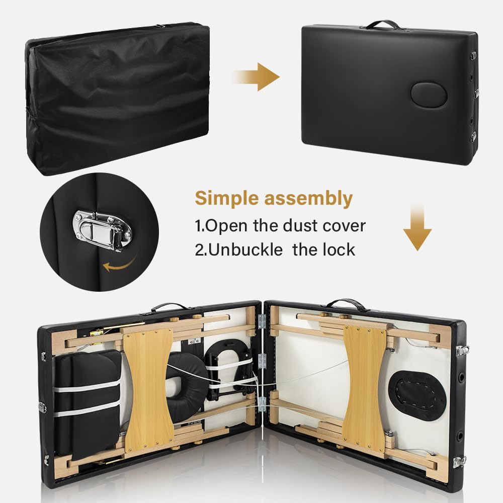 Black Folding Massage Table with Carry Case Y8643