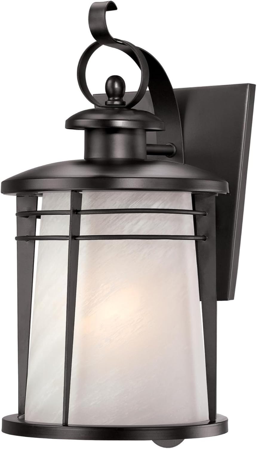 Weathered Bronze Exterior Wall Lantern with White Alabaster Glass S459647