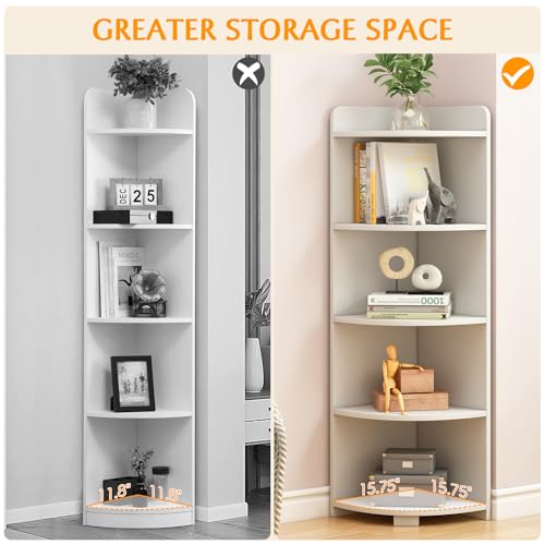 6-Tier Open Corner Shelf Tall Wooden Floor Standing Bookshelf Oak X524254