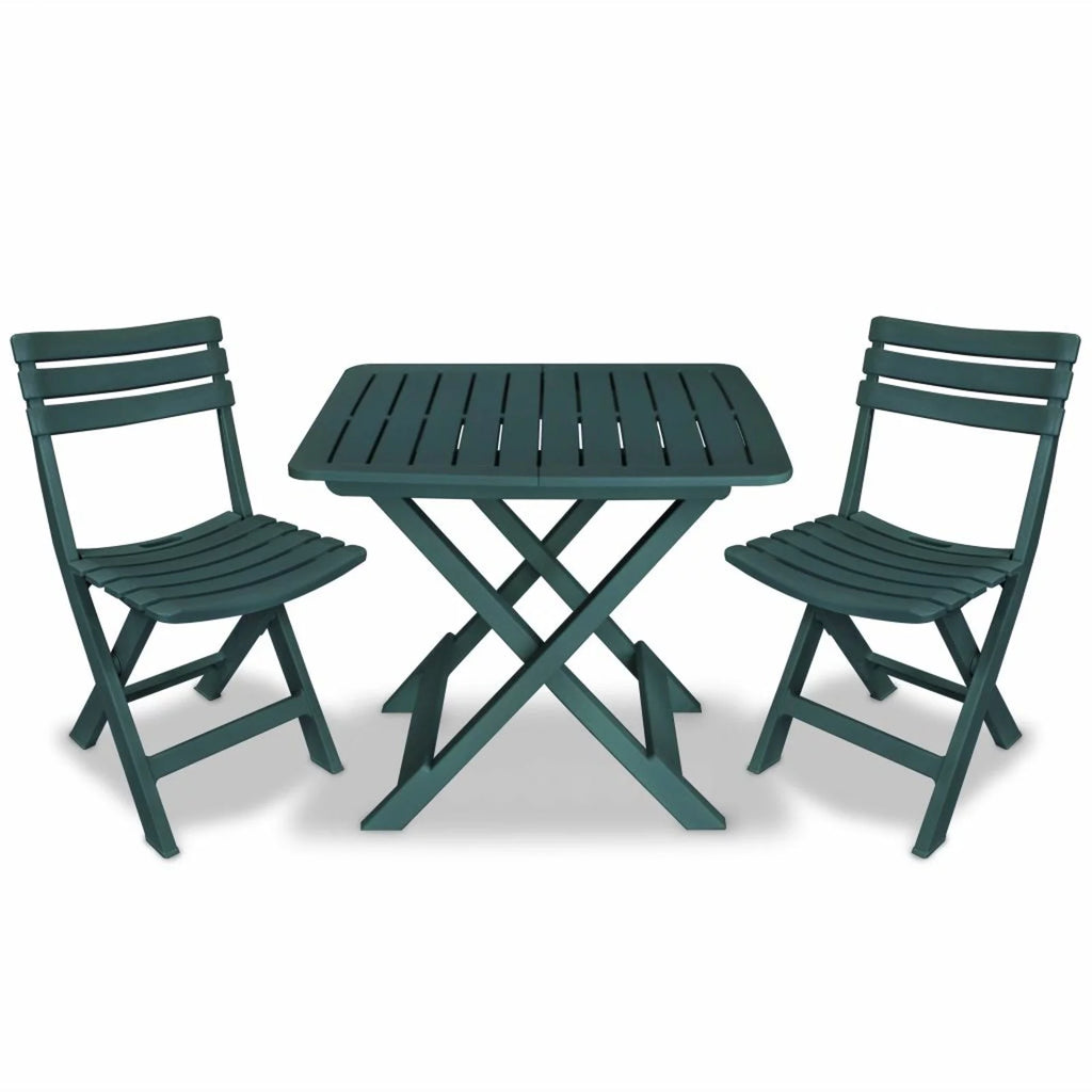 3 Piece Green Plastic Folding Bistro Set H713611