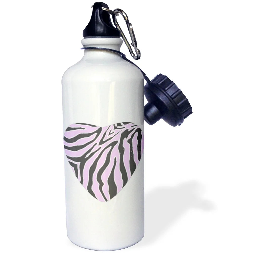Pink Heart Zebra Print 21 oz Sports Water Bottle D459156