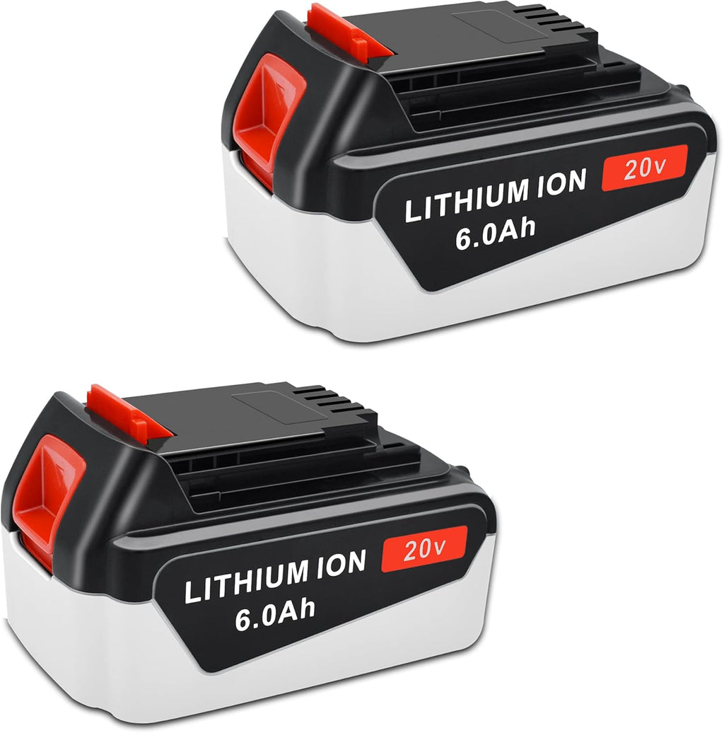 2 Packs 6.0Ah 20V Replacement Battery for Black and Decker 20 Volt Max Cordless Tool Batteries Q49228