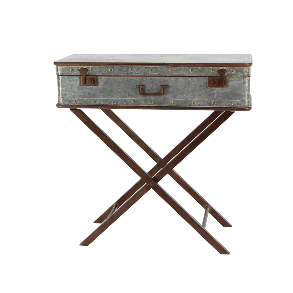 32" x 32" Gray Metal Accent Table V49649