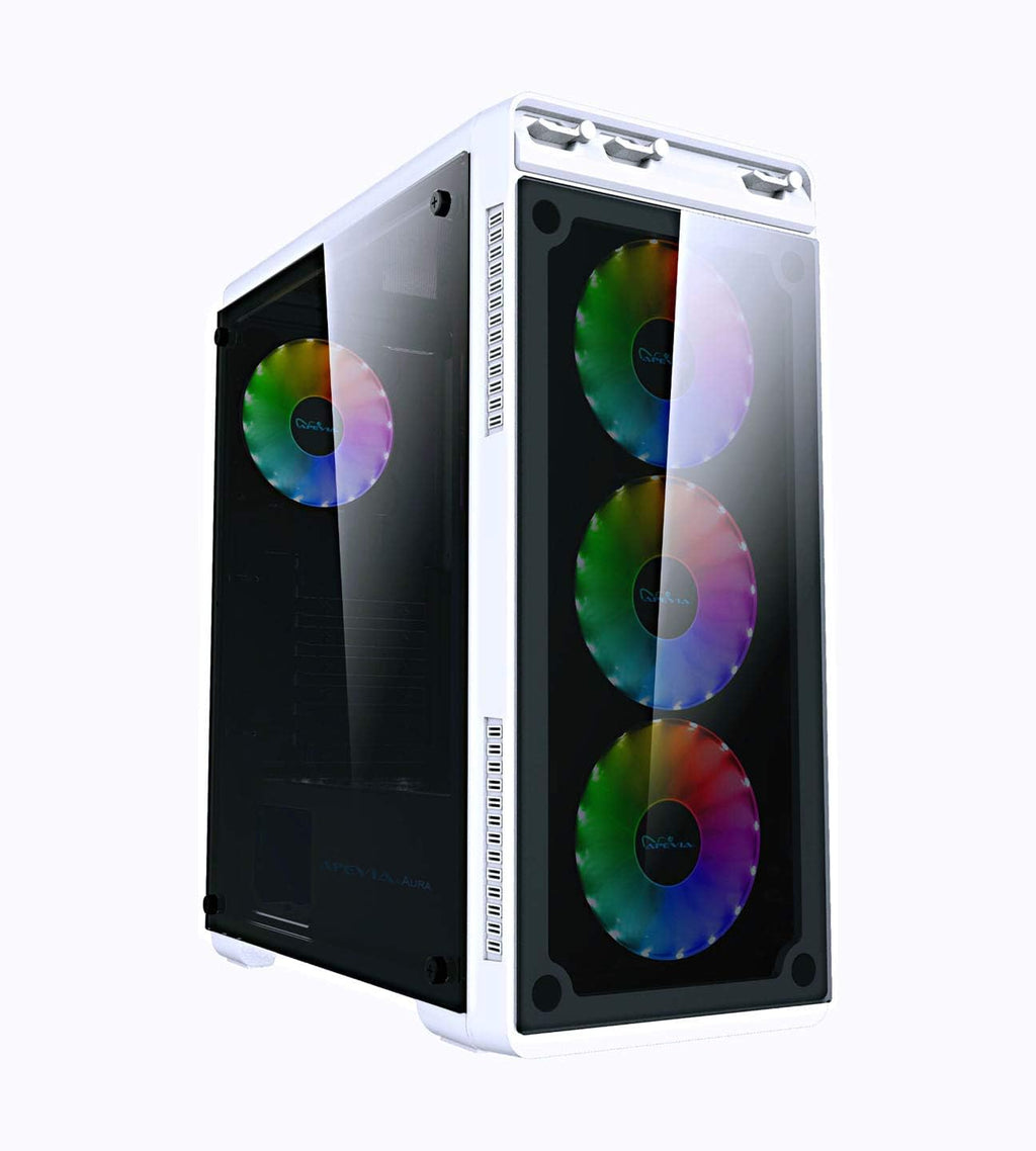 Black Mid Tower Gaming Case with 2 Tempered Glass Panels, 4 RGB Fans, Pack of 2 H817
