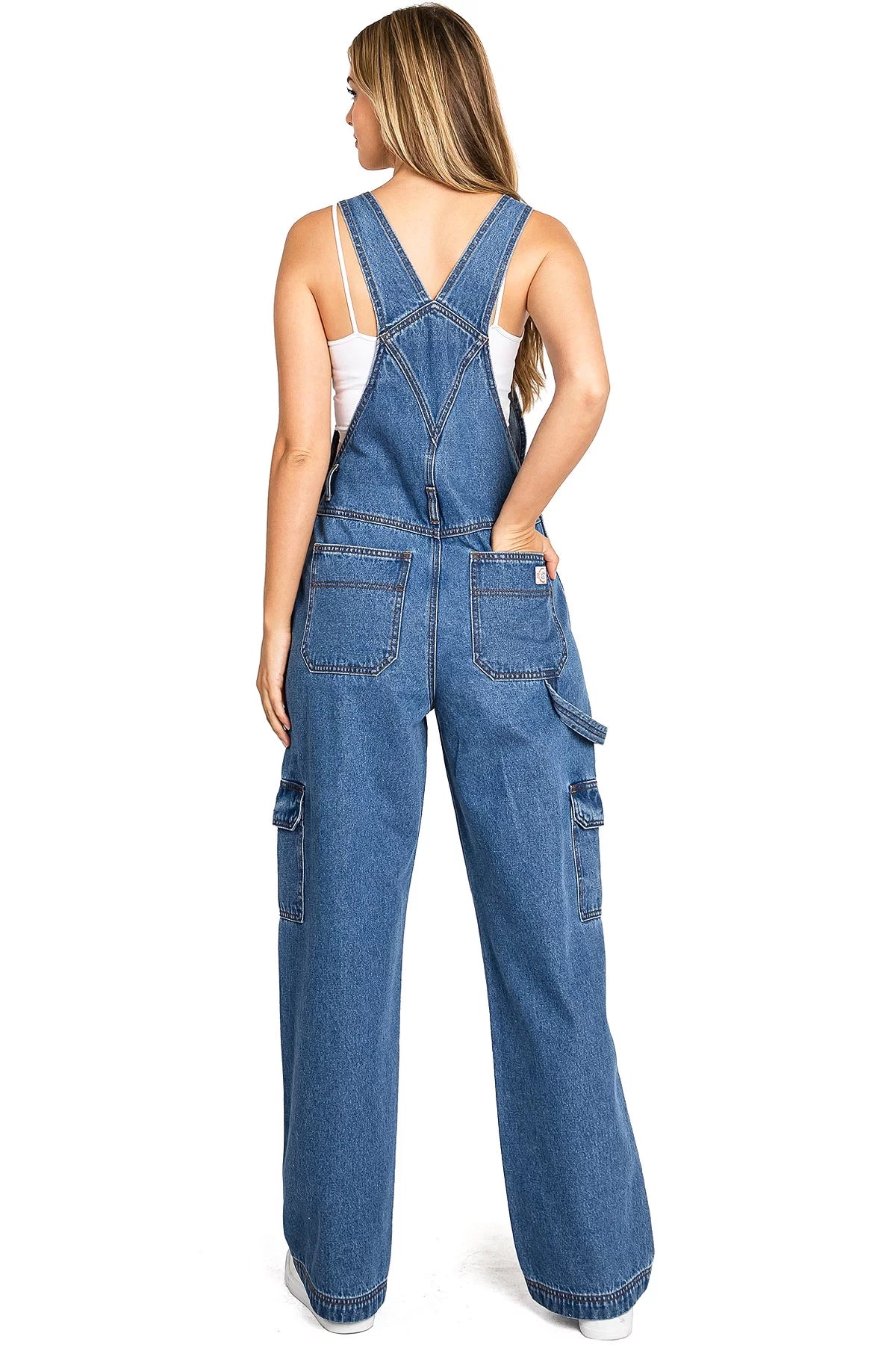 Medium Denim Cargo Utility Jean Overalls G10229