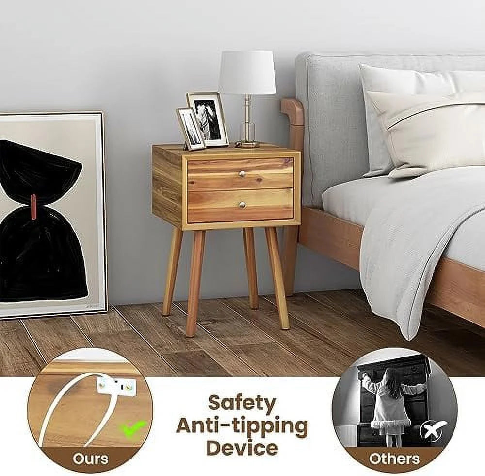 White 2 Drawer Wooden Nightstand C758666