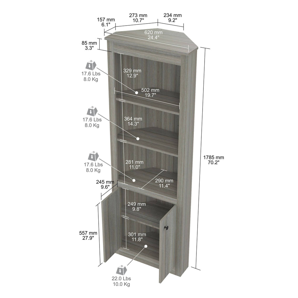 Smoked Oak Corner Bookcase V97133