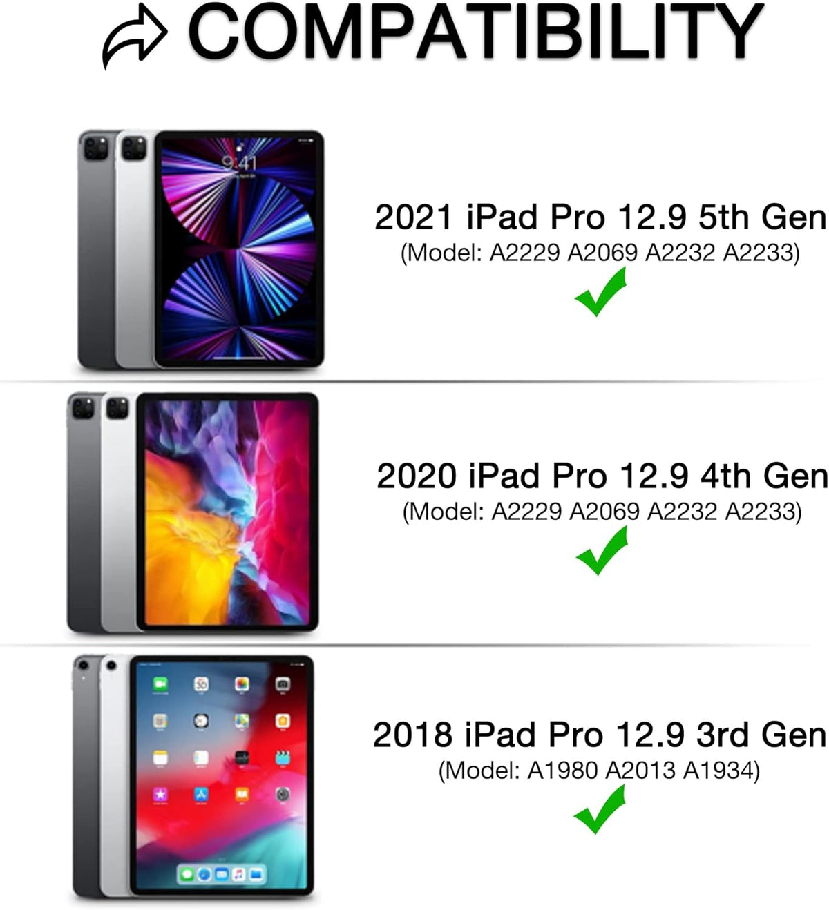 Keyboard Case for iPad Pro 12.9 inch with Trackpad, Detachable Bluetooth Keyboard Case I12258