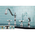 Victorian Cross-Handle Kitchen Faucet with Side Sprayer, Silver I280
