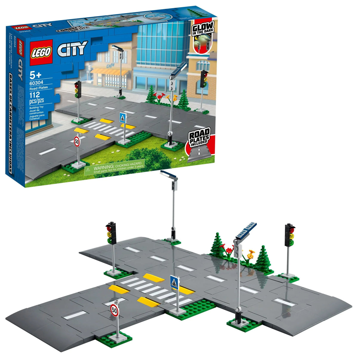Road Plates Building Toy Set with Traffic Lights and Trees S938459