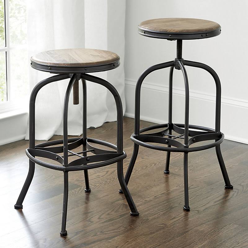 Swivel Barstool Distressed Pecan Seat with Dark Gray Frame Z137347