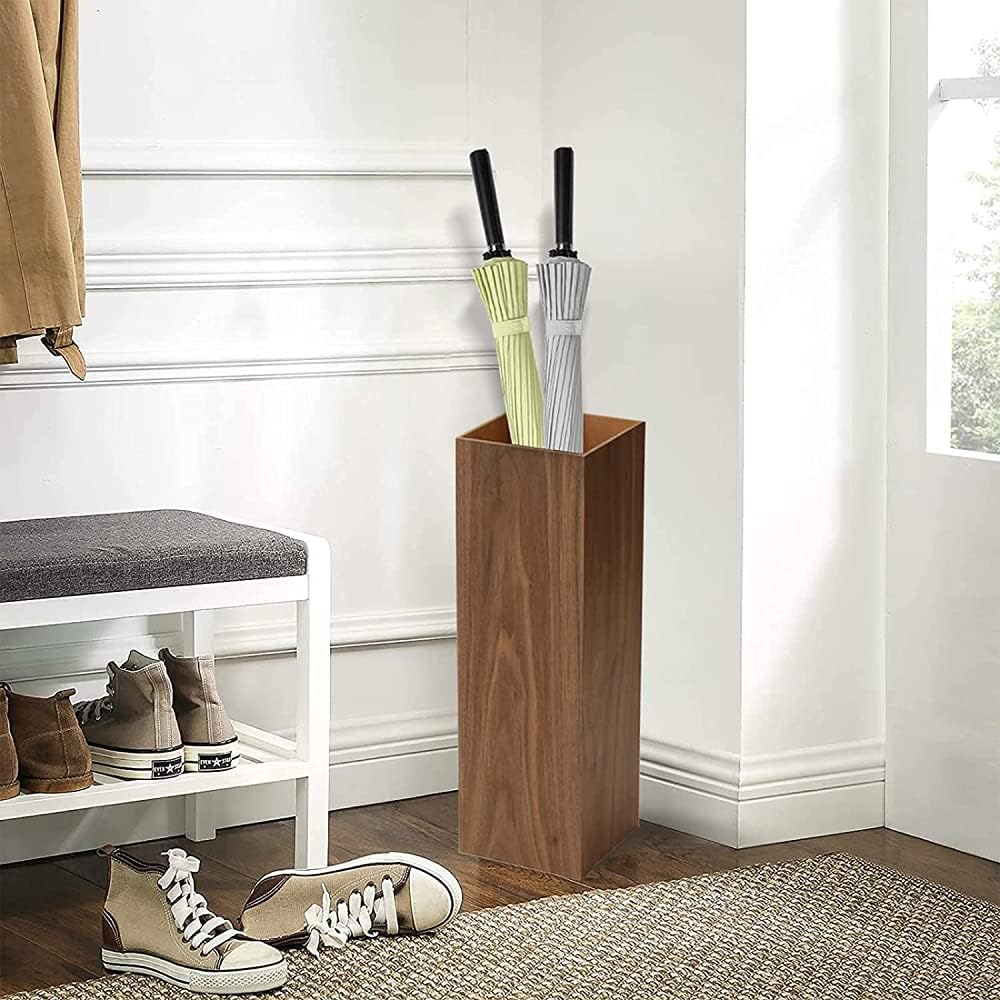 Walnut Wood Umbrella Stand with Drip Tray E12045