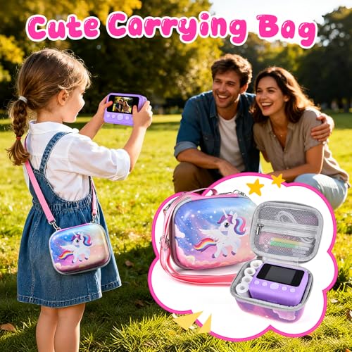 Kids Instant Print Camera with Carrying Bag, 1080P HD, 32GB Card, Pink H30730