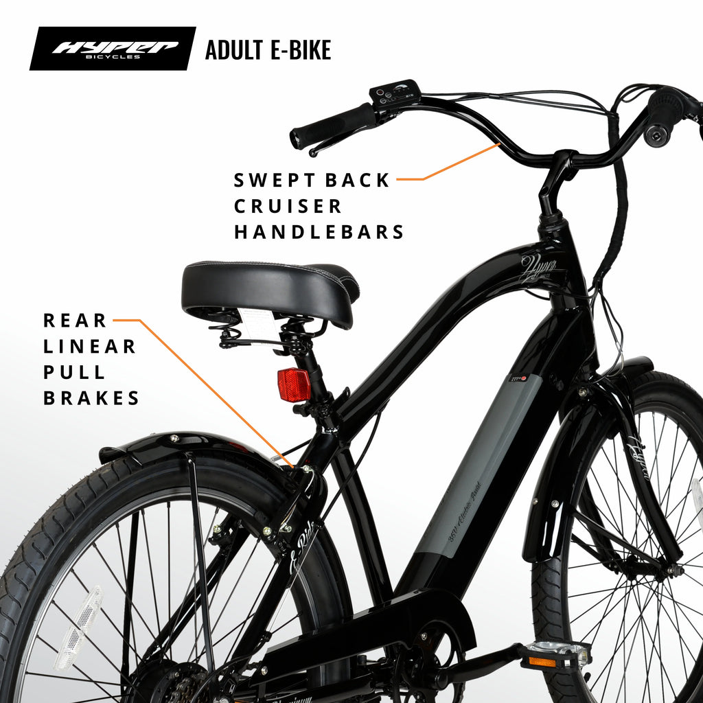 Black 26" 36V Electric Cruiser E-Bike with Pedal-Assist J8894