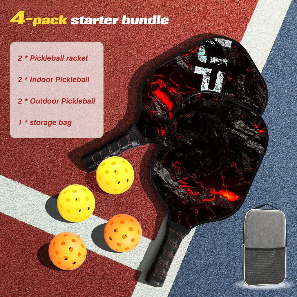Graphite Fiber Pickleball Paddles Set with 4 Balls and Backpack L862380