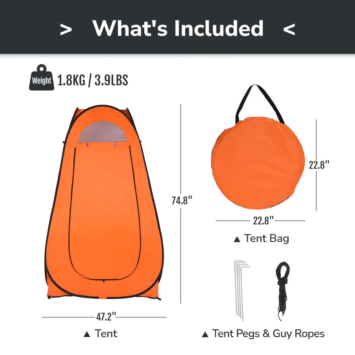 Orange Pop Up Privacy Tent for Camping E6618