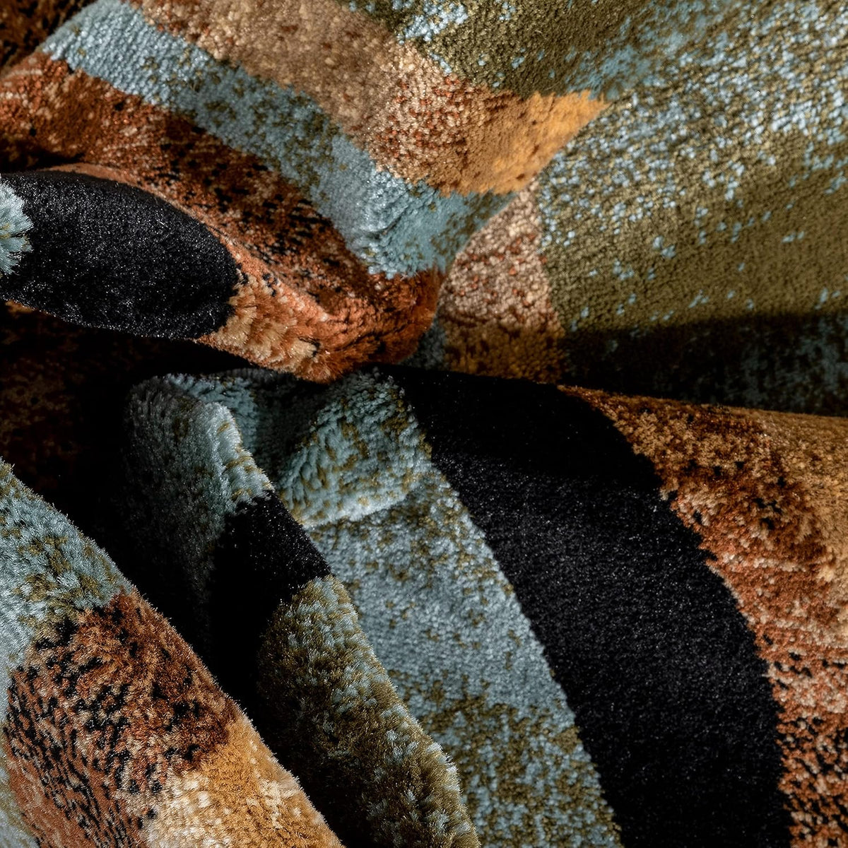 Blue Brown Geometric Area Rug 8x10 I962544