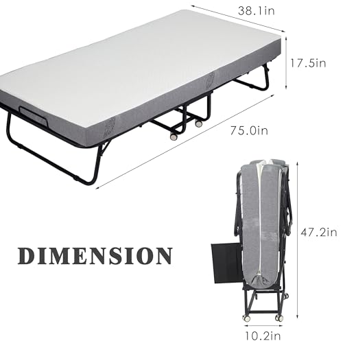 Black Folding Rollaway Bed with Mattress F1095