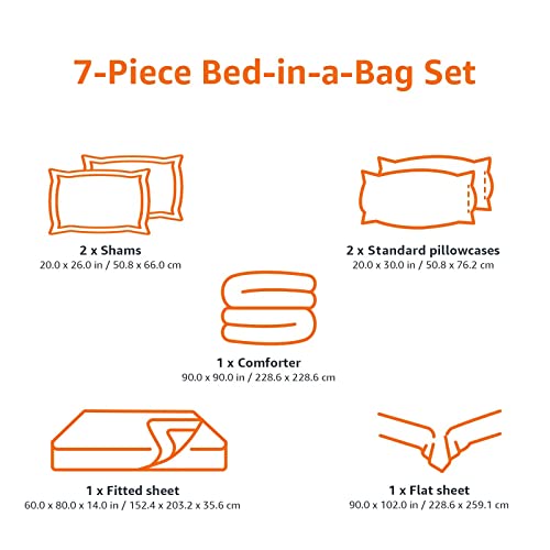 7-Piece Reversible Microfiber Bed-in-a-Bag, Full/Queen, Navy Stripe J218