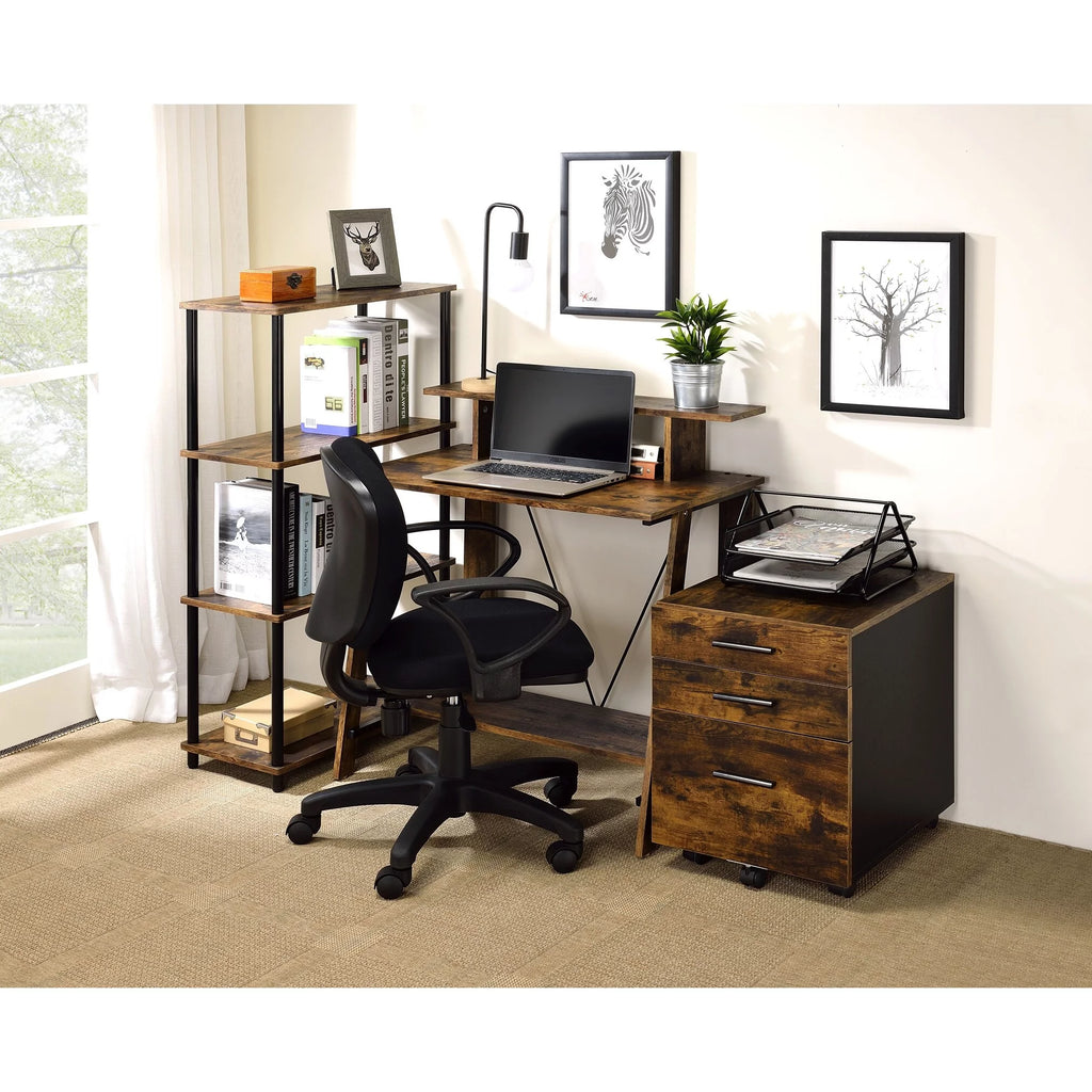 Weathered Oak and Black Writing Desk D2283