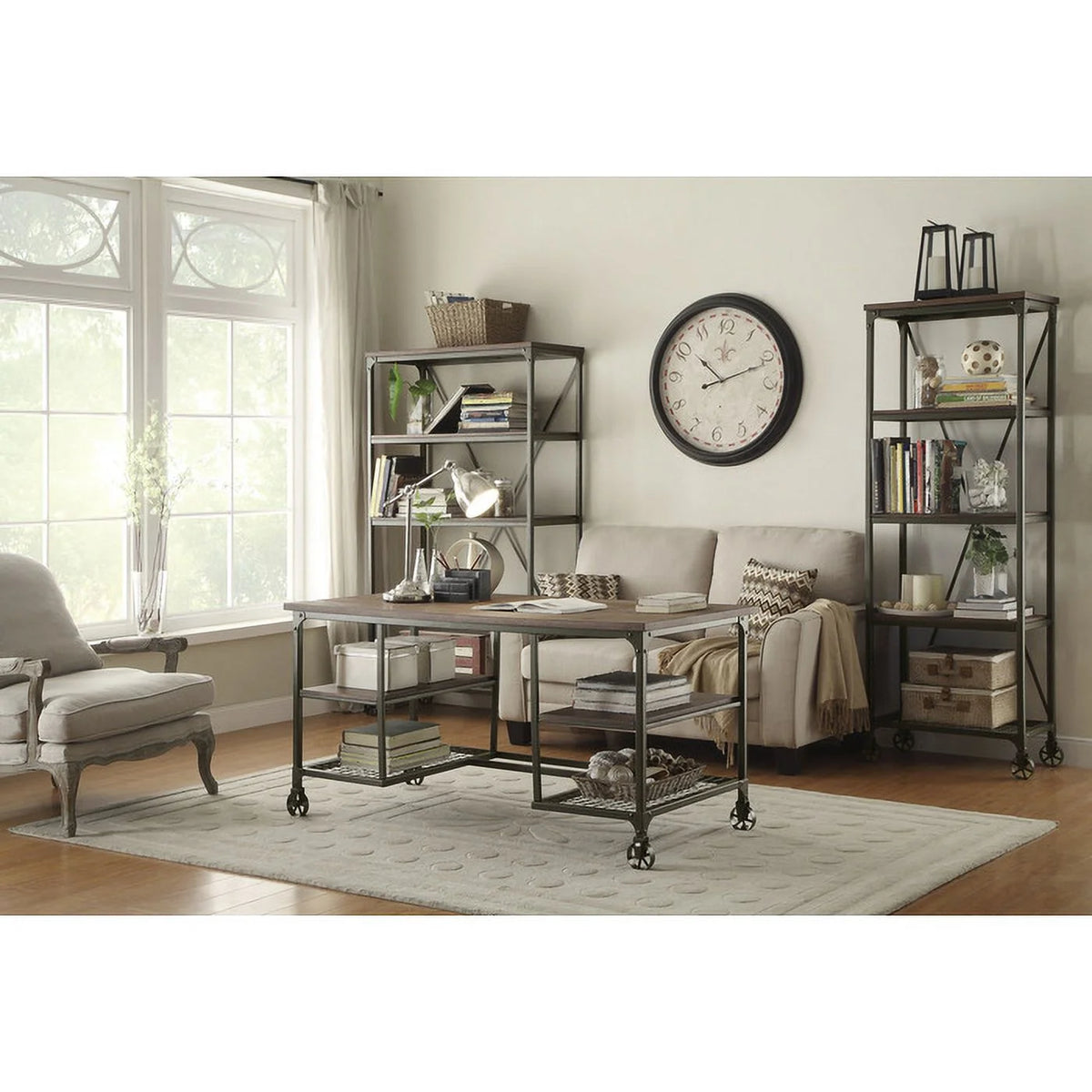 Metal Writing Desk in Pine Z162022