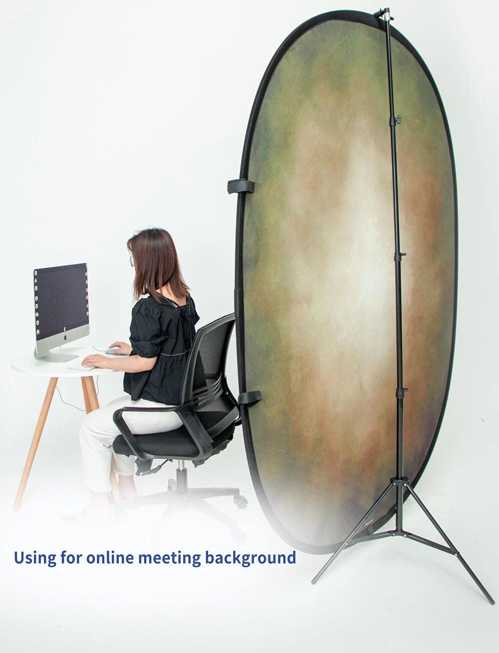 5x6.5ft Double Side Pop-up Collapsible Background Microfiber Gray Grey Abstract Backdrops with Carry Bag D53762