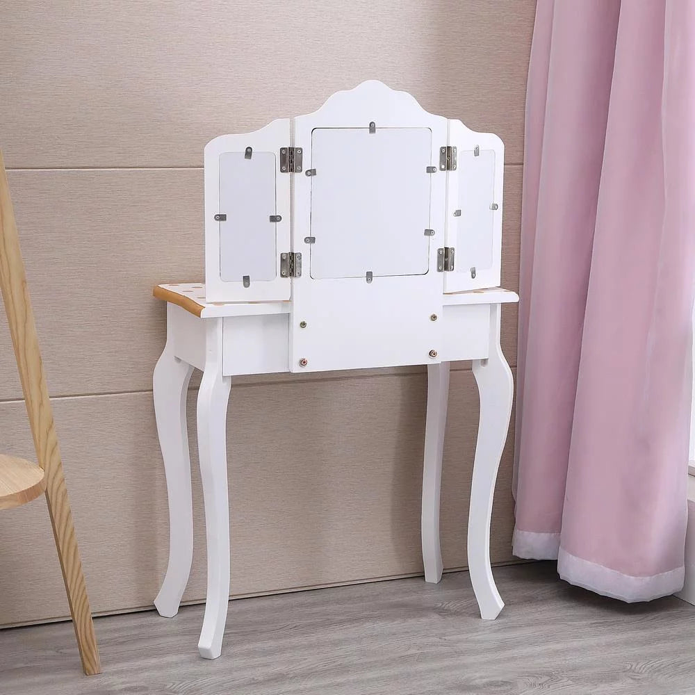 Kids Vanity Table and Stool Set with 3 Mirrors T210