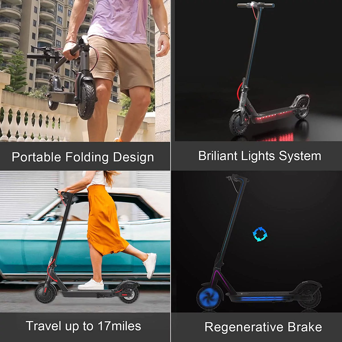 Electric Scooter 8.5 Solid Tires 17 Miles Range 19 MPH V24400