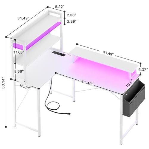 Black L Shaped Computer Desk with Bookshelf U2372