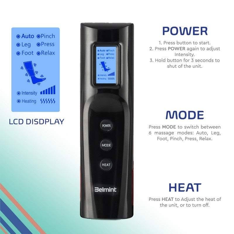 Leg and Foot Air Compression Massager with Heat and 6 Modes J98995
