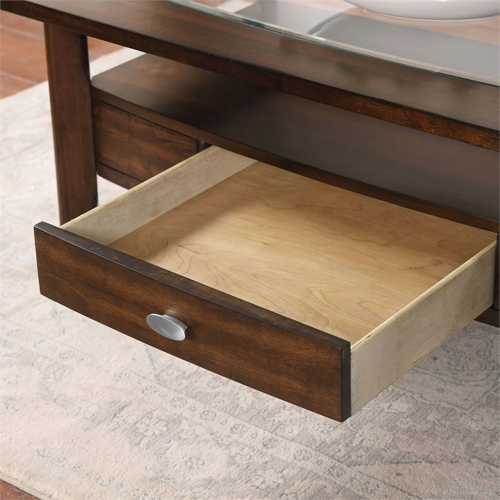 2-Piece Wood Storage Coffee Table Set in Dark Walnut O754984