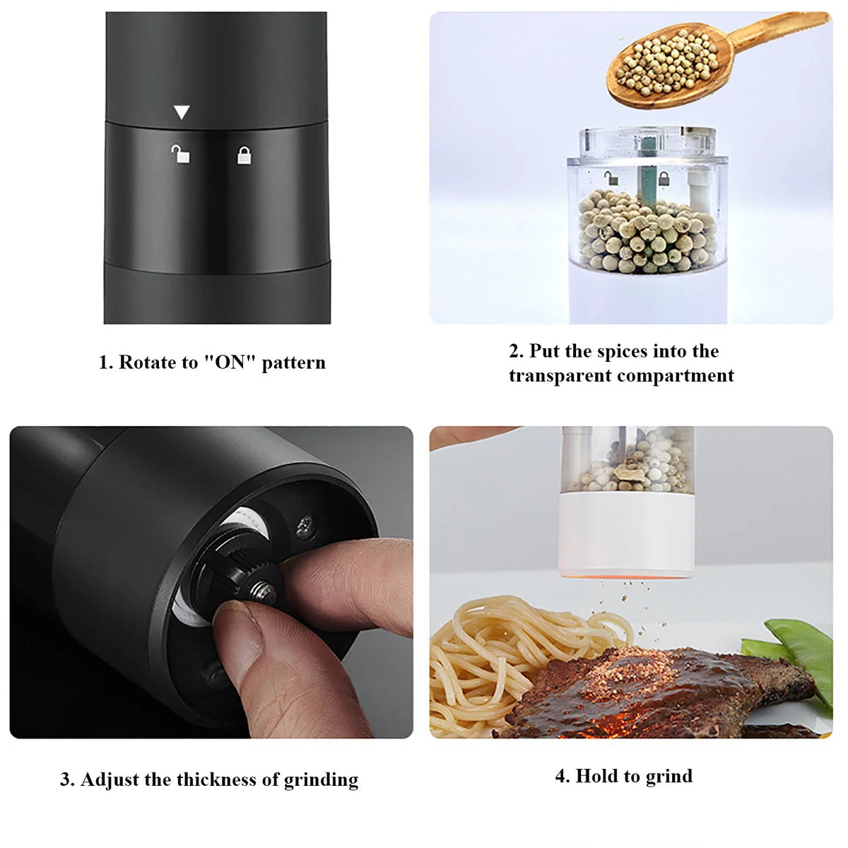 Black Automatic Spice Grinder Y8177