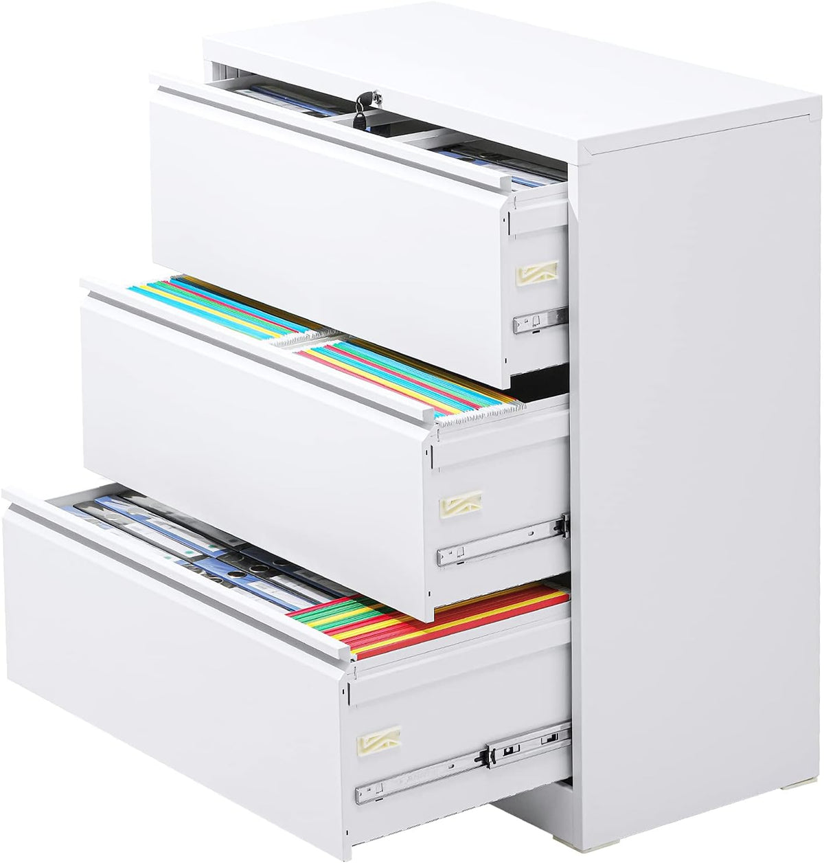 Black Mobile Filing Cabinet 3 Drawer with Lock Wheels Y88389