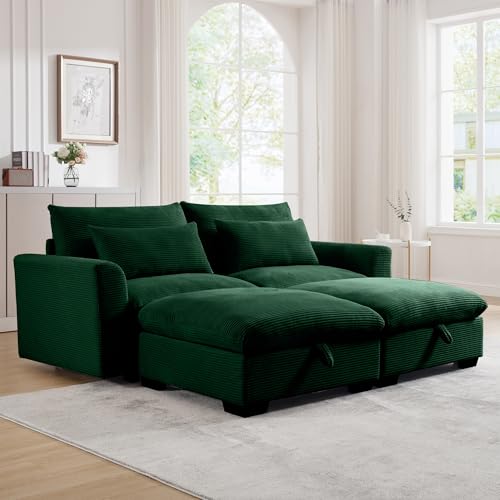 Brown Corduroy Ottomans for Modular Sectional Sofa L920
