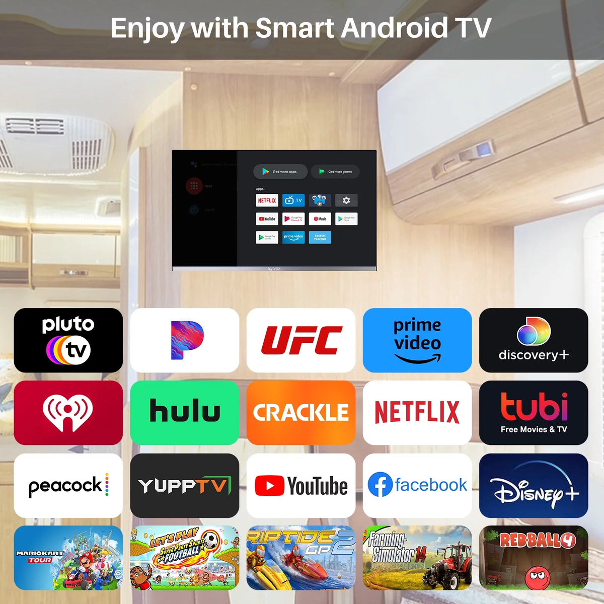 32 Smart RV TV with DVD Player 1080P FHD Android TV Q23268